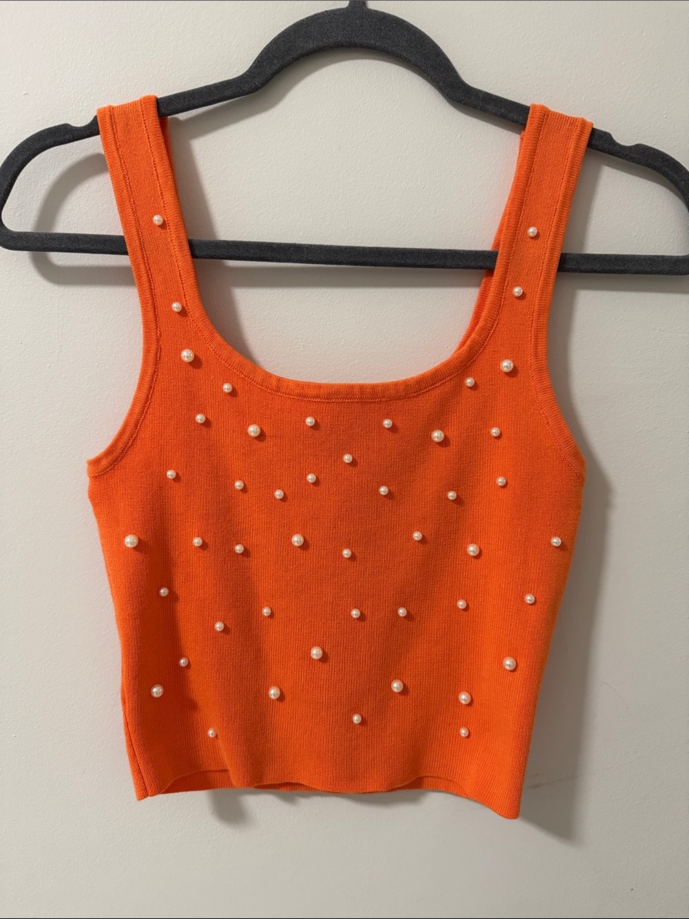 Love Tree Knit Collections Pearl Detail Cropped Tank